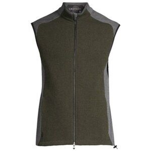 Greyson Sequoia Luxe Vest Mens Wool Blend Green Gray Medium Golf EUC